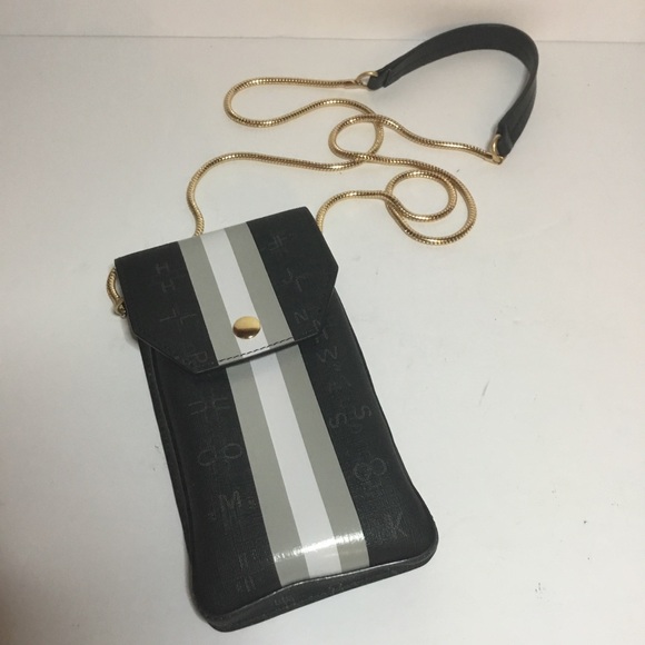 India Hicks Black and White Crossbody Bag Strap length is 22”